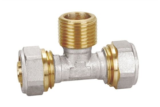PF5007 Brass Pex -al-pex Homme T-shirt à pression maximale de 25 bar fileté ISO228/1 16X1/2